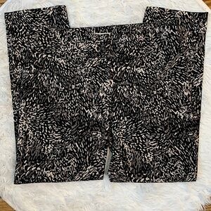 Loft Black & Gray Print Cropped Marisa Pant